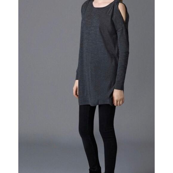 AllSaints Novara Jumper Dress Sweater Wool Pullover Cutout Charcoal Gray Size XS - Picture 1 of 12